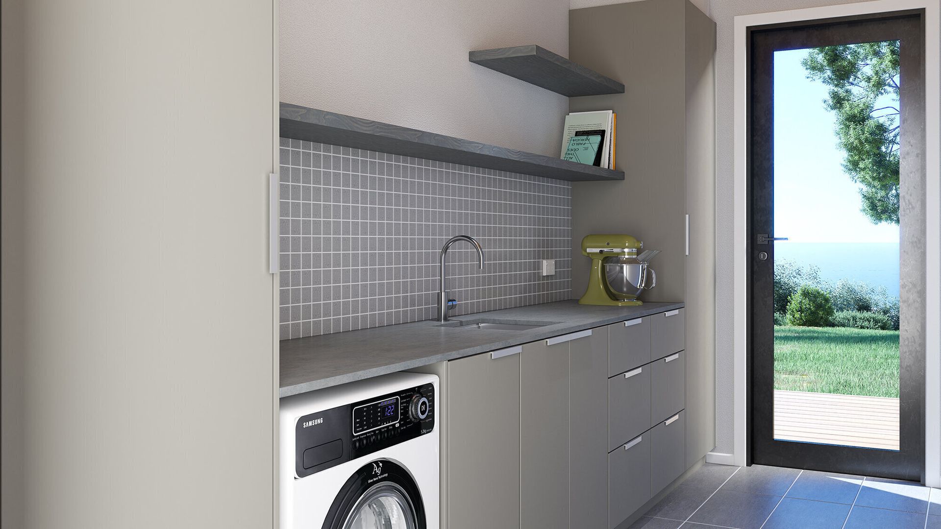 Handcrafted Betta Stone benchtops have beautiful variations between different slabs depending on the kinds of recycled bottles used in its production (like wine, beer, jam and even vegemite jars!)